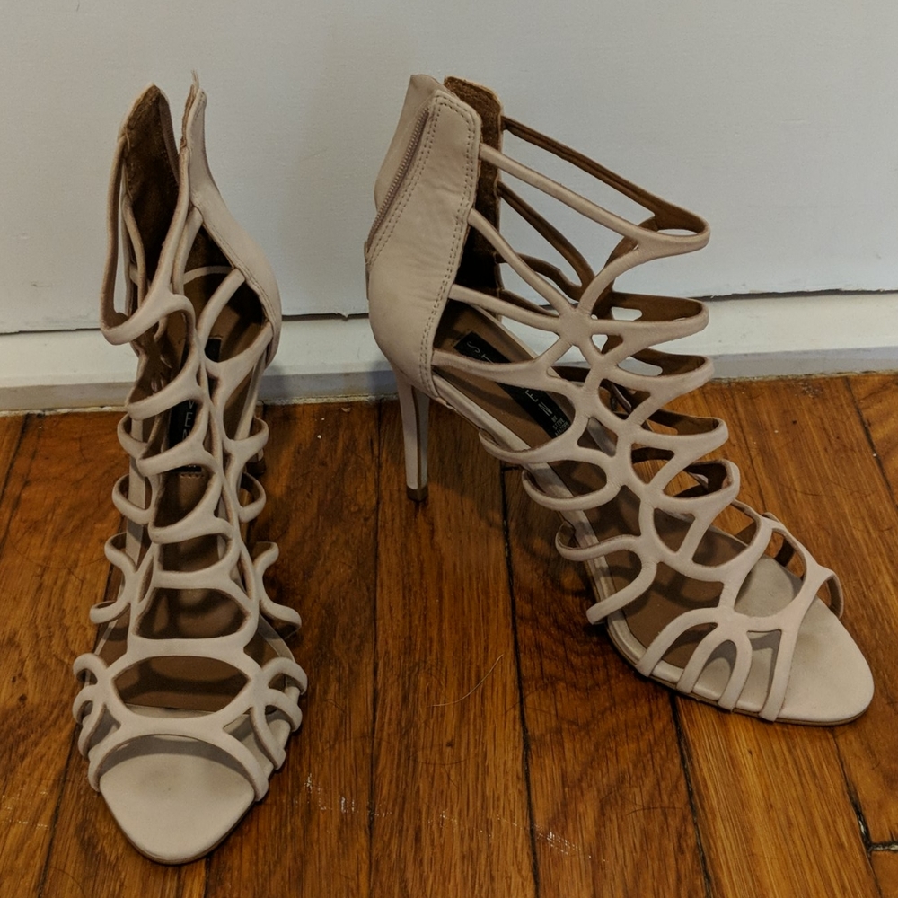 Nude strappy heels